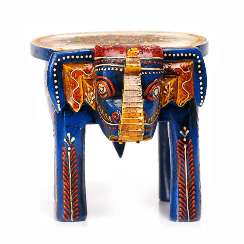 Handcrafted Elephant Stool 10 inch — Ivory White