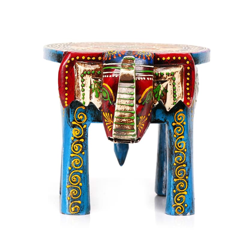 Gajraj – Handcrafted Elephant Stool 10 inch | Rajasthani Folk Art— Sunny Yellow