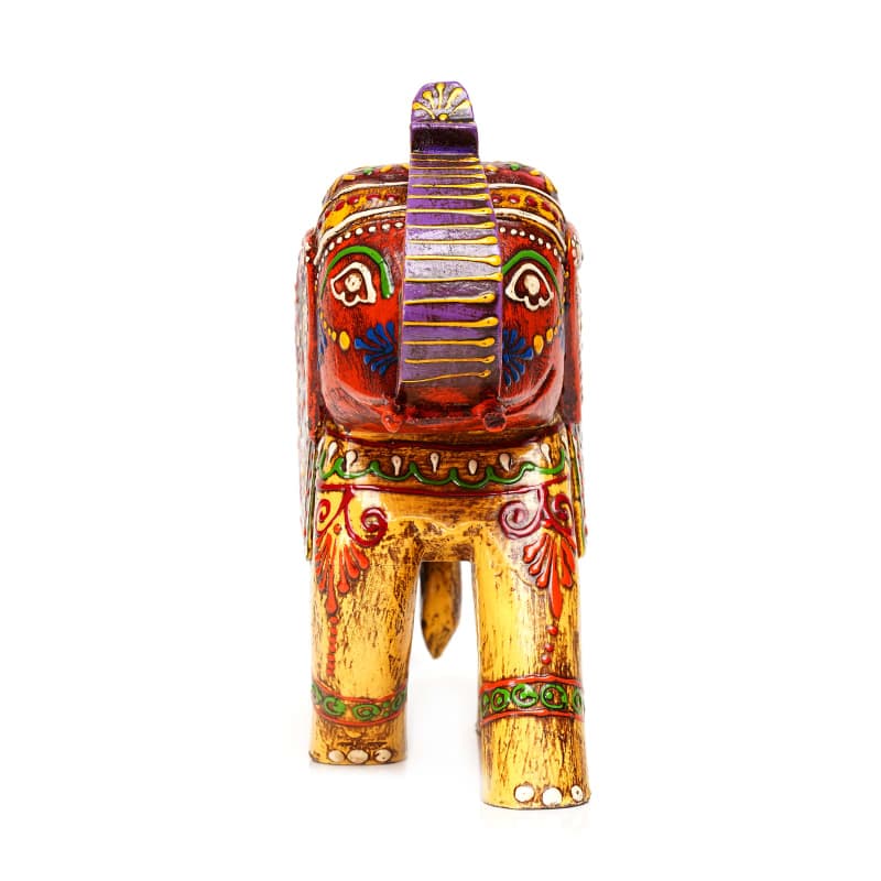 Gajraj — Handcrafted Rajasthani Lac Elephant ((Up-Tusk; 6")— Multicolor